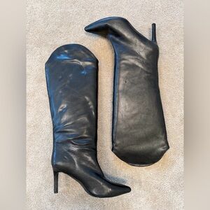 Black Faux Leather Women's Boots